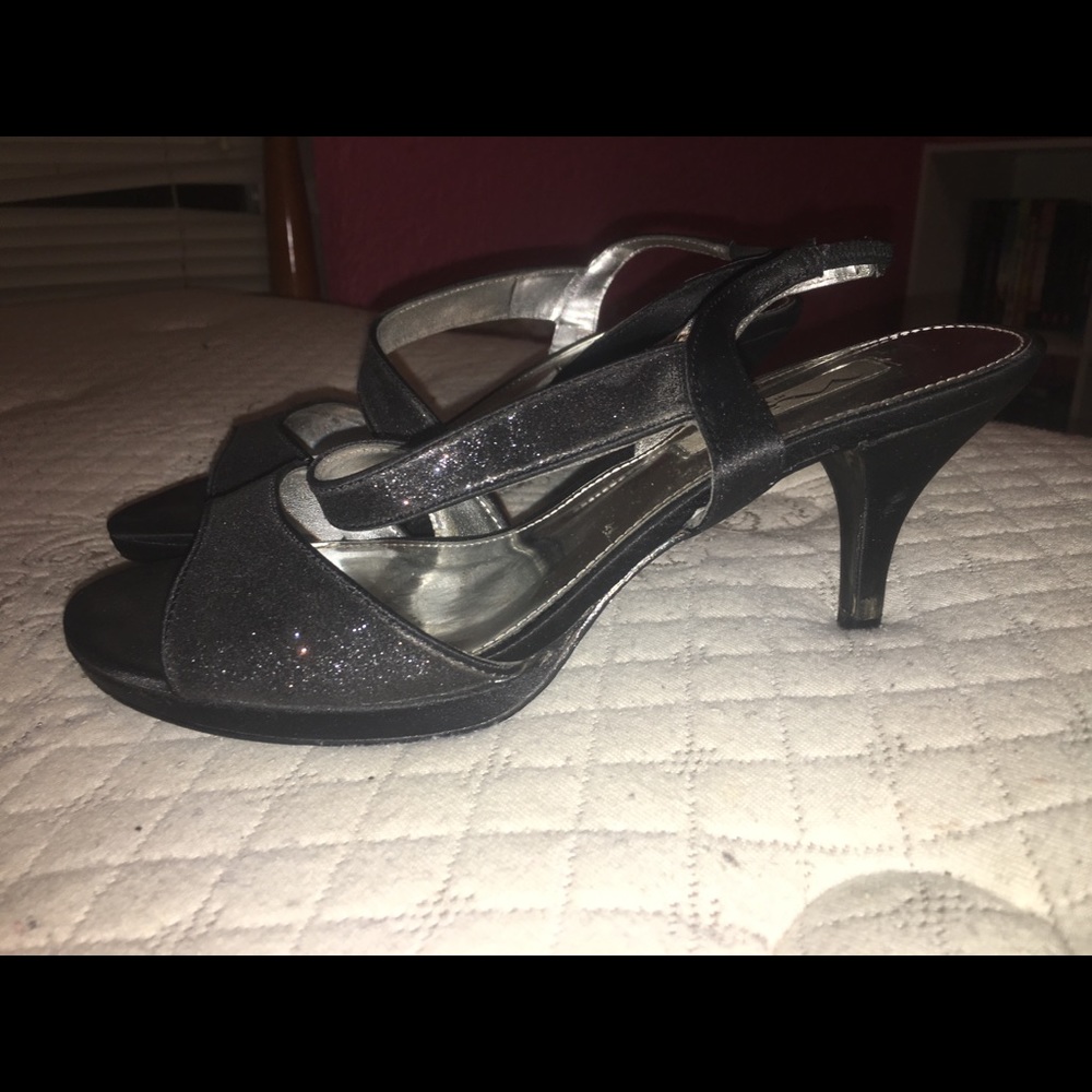 Black sparkly heels